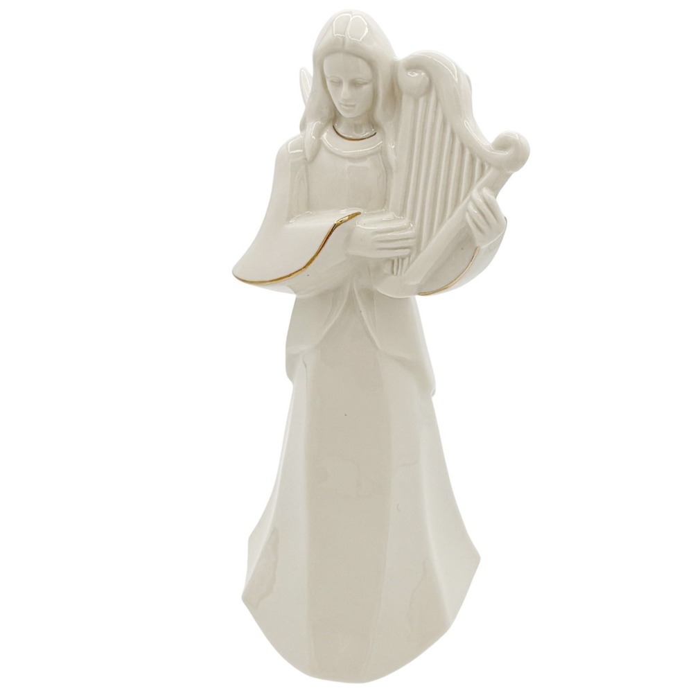 Mikasa Holy Night Nativity 10" Angel Harp Figurine Porcelain Gold Trim Christmas - Picture 1 of 16
